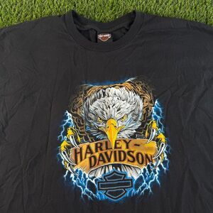 Harley Davidson Eagle Lightning Bolt Shirt 4XL Black Spell Out Logo Y2K